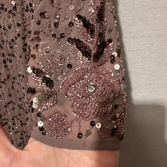 NWT Mac Duggal Sequin Dress with Beaded Hemline and Belt - size 10 - Picture 6 of 8